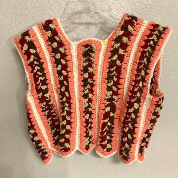 Adorable Ugly Grannycore Handmade Knit Vest - Size‎ Medium (M) - Picture 2 of 9